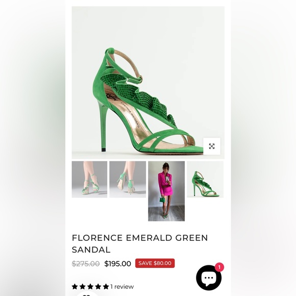 Cynthia Richard “Florence” Emerald Green Crystals Stiletto Heels Sandals -Size 8 - Picture 6 of 13